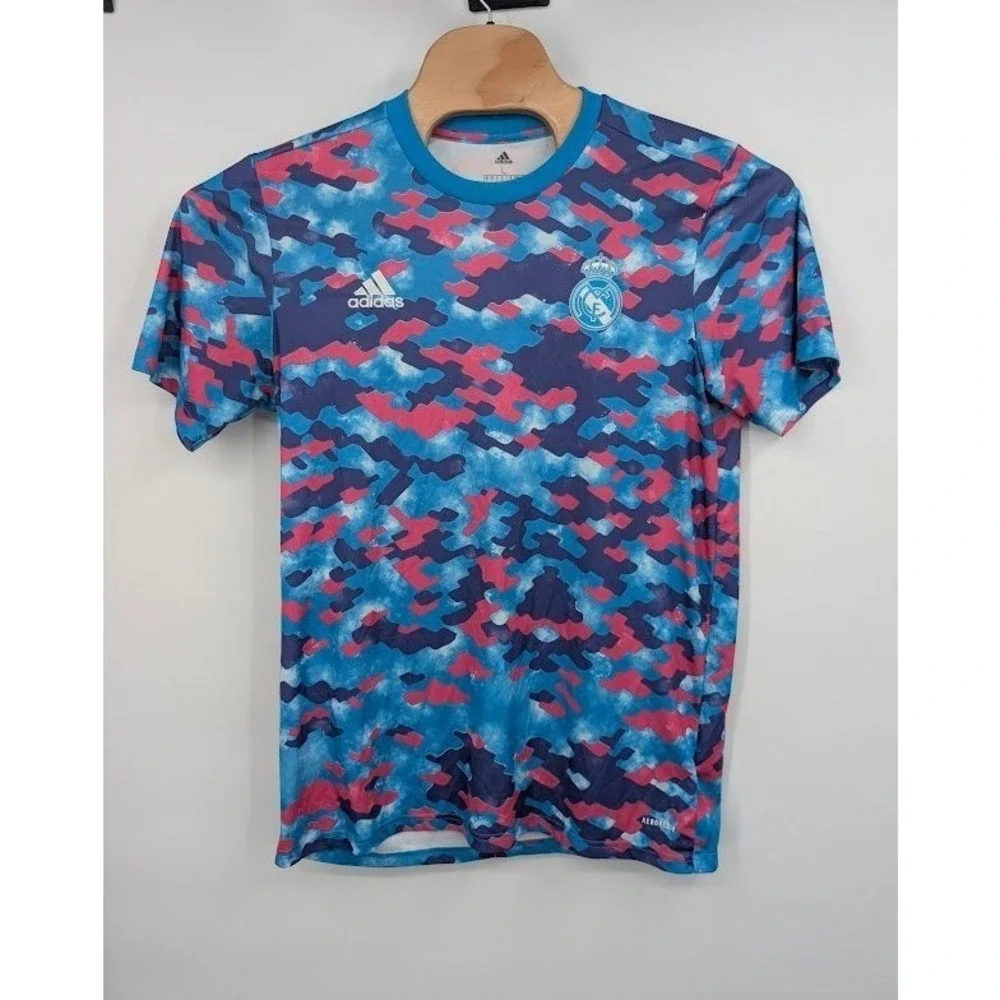 Adidas Real Madrid 21-22 Pre-Match Training Jersey Purple Pink Camo Men's‎ sz L